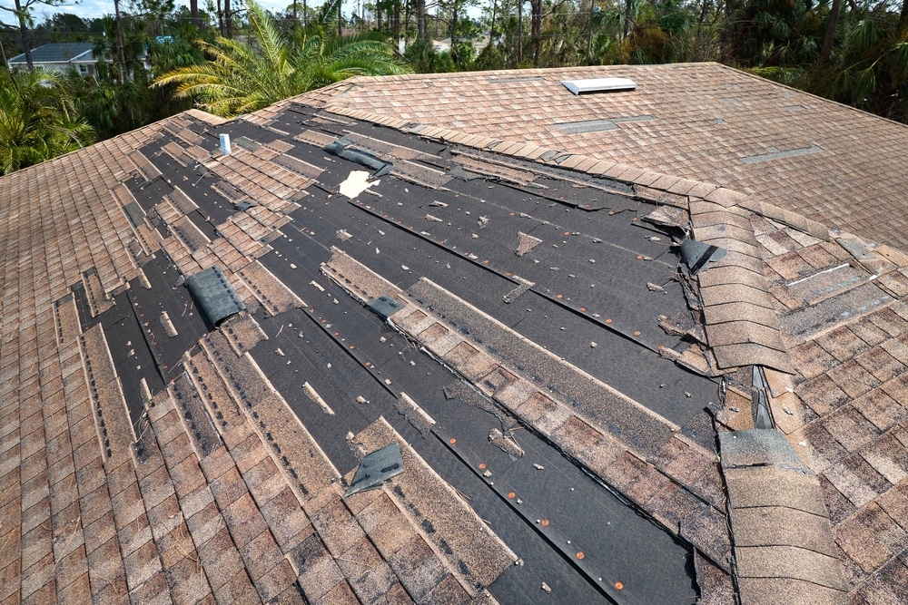 Roof damage from hurricane