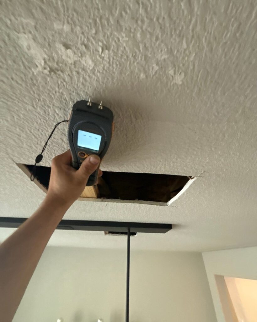 Water damage inspection using a moisture detection tool