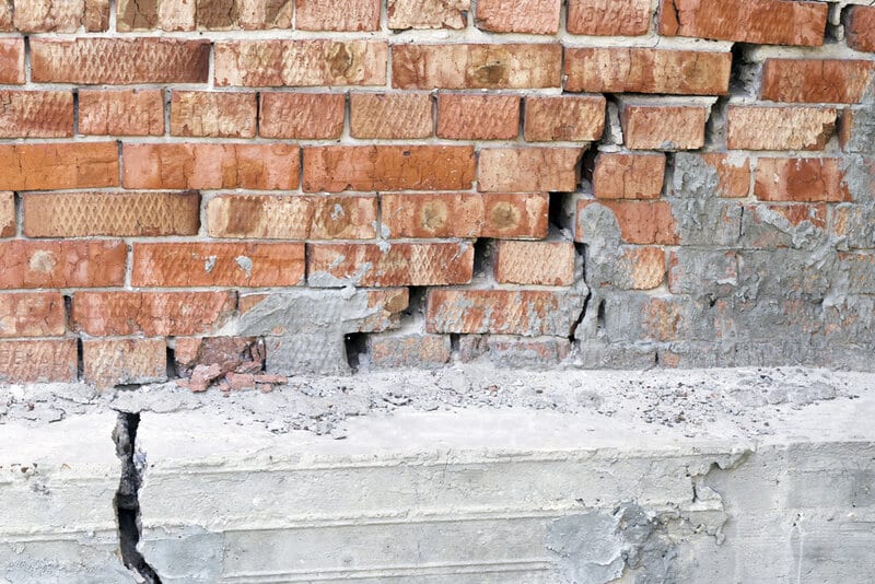 Cracked foundation water damage